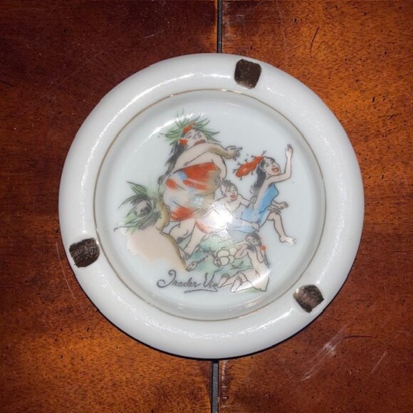 Vintage Trader Vic Ceramic Ashtray Polynesian Dancers - Picture 1 of 2